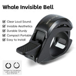 WEST BIKING Mini Invisible Bike Bell Aluminum Alloy Whale Shape Bicycle Thumb Bell MTB Road Bike Handlebar Bell for 22.2-31.8mm Handlebar Diameter