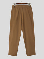 INCERUN Men Plain Cross Pleated High Waist Loose Fit Pants