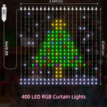 Elfeland Smart Curtain Lights Bluetooth APP Control RGBIC LED Strings Window Decor with Music Sync DIY Text & Patterns Display for Christmas Party Wedding