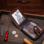 LinkMejor Genuine Leather Bifold Men Zipper Wallet RFID Blocking Mutil Card Holder Coin Purse Small Cash Clip