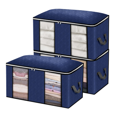 LinkMejor DO WAY 3PCS Clothes Storage Bag Non-woven Fabric Two-window Foldable Storage Bag