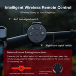 LinkMejor X8 Wireless Remote Bike Turn Taillight 400mAh Battery 7 Light Modes Type-C Rechargeable IPX5 Waterproof Smart Brake Sensing Loud Warning Bicycle Rear Light for Night Safe Cycling