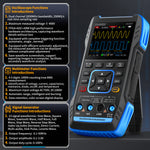 LinkMejor 2C53T Upgrade 3in1 50MHz*2 Dual Channel Bandwidth 250MS Rate Oscilloscope Multimeter Signal Generator 19999 Counts True RMS