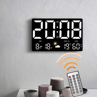 LinkMejor Large Digital Wall Clock Alarm Clock Large LED Display with Remote Control / Automatic Brightness / Indoor Temperature / Humidity / Date / Week / 12/24H For Home Office Classroom