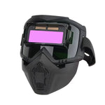 Detachable Welding Helmet Auto Dimming Face Shield Modular Design Heat Resistant High Definition Adjustable Lightweight Protective Mask LED Light 10 Protective Films