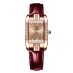 LinkMejor Fashion Rectangular Quartz Watch Female Luxury Elegant Clock Waterproof Leather Band Creative Diamond Women Watch