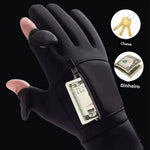 LinkMejor Winter Touchscreen Warm Cycling Gloves Waterproof Windproof Cold-Resistant Flip Exposed Two-finger Zipper Gloves for Men Women Ski Fishing Running