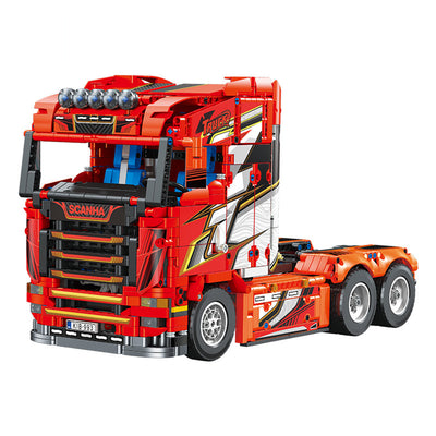 LinkMejor JJ9070 Scania Tractor Truck Head Model MOC Building Block Assembly Kit Educational Brick Electric Toys for Children Adult Birthday Gift