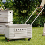 Xmund 60L Spacious Foldable Vehicle Storage Container, Versatile Organizer, Utility Cart with Universal Wheels And a Push-Pull Handle, Suitable for Most Cars, Perfect for Storing Outdoor Items, Camping Gear, Clothing & Patio Furniture