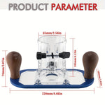 Trimming Machine Router Plunge Base for 65mm Trimming Machine Transparent Acrylic Design with Wooden Handles for Precise Depth Control