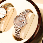 LinkMejor Women Luxury Rhinestone Quartz Watch Waterproof Luminous Wristwatch Calendar Analog Stainless Steel Wrist Watch Elegant Ladies Watches