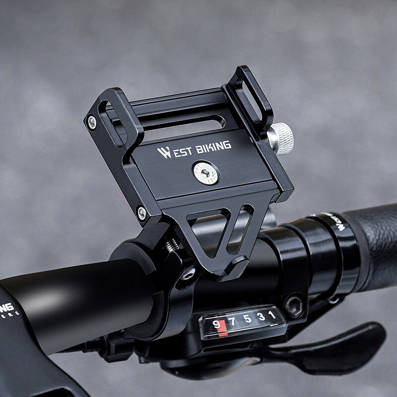 WEST BIKING Bike Holder Aluminum Alloy 180° Adjustable Shockproof Anti-fall Handlebar Holder Suit for 55-100mm Cell Phones for Motorcycle Bicycle Scooter