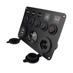 Car Boat Switch Panel Waterproof Digital Voltmeter Dual USB Port 12 Outlet Combination Marine LED Rocker 5 Gang