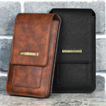 High-quality PU Leather Belt Waist Bag for 7.4inch Phone Multi-layer Card Slot Men's Phone Bag with Loop for Outdoor Hiking Work