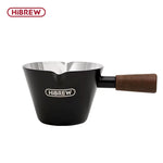 HiBREW 100ml Espresso Measuring Cup 304 Stainless Steel Coffee Dosing Cup with Walnut Wood Handle for Espresso Machine