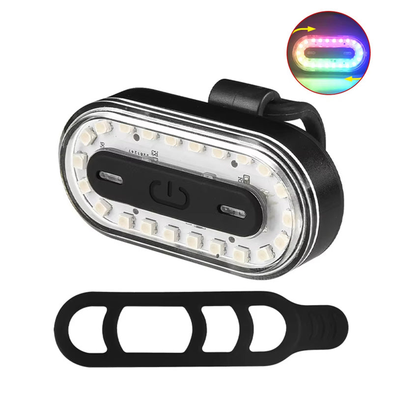 LinkMejor Colorful RGB USB Rechargeable LED Bike Taillight 14 Light Modes Waterproof Safety Rear Light for Night Riding Cycling Equipmen