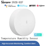 LinkMejor SNZB-02P Wireless Zigbee3.0 Temperature Humidity Sensor Smart Home Alert Works with LinkMejor iHost NSPanel Pro ZB Bridge Pro ZBDongle-E