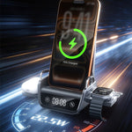 K11 15W 4-in-1 Desktop Wireless Charger with Phone Bracket & Timing Display Function Fast Wireless Charging Stand for Smart Phones for 17 17Pro 16 Pro Max 15 14 for Xiaomi 17pro for Huawei Mate XTs for OPPO for VIVO for Apple Watch for Airpods