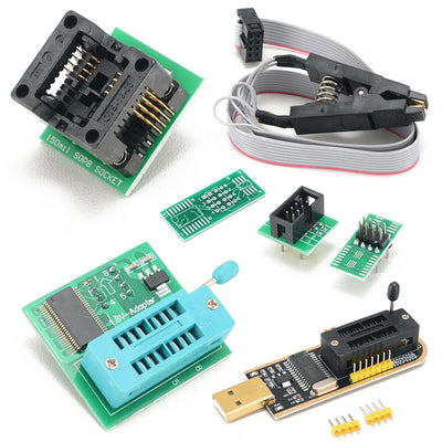 CH341B 24 25 Series EEPROM Flash BIOS USB Programmer 2-3 Megabits/Min Erase Speed Includes 1.8V Adapter and SOIC8 Test Clip