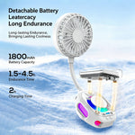 Tevorex 1800mAh Portable Mini Magnetic Phone Fan 4 Speeds Adjustable 360° Bendable TEC Cooling Plate High-Efficiency USB Rechargeable 2-In-1 Handheld Cooling Fan for Indoor Outdoor