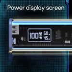 K32 100W 10000mAh/20000mAh Transparent Power Bank LED Display External Battery Power Supply with 2 Input & 3 Output Support PD/QC/AFC/SCP Fast Charging for iPhone 16 16 Pro 15 14 13 Pro Max for Xiaomi 15pro for Samsung Galaxy S25 Ultra