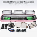 DashingNoah Rolling Ski Bags with Wheel, 155cm-175cm Padded Waterproof Snowboard Bag for Air Travel, Fits Single Ski & Skis with 3 Separation Storage, Unisex Adjustable Length, Pink