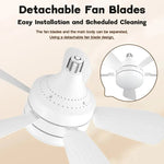 Elfeland 18 Inch E27 Screw Head Fan Light Remote Control Three Color Dimming Detachable Fan Leaf Household Silent Small Fan Light