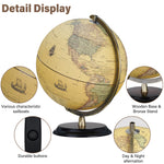 12" Illuminated World Globe 720° Rotating Education Cartography Map W/ LED Light