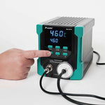 Pro'sKit SS-331NH Desoldering Station 160W Digital Vacuum Solder Sucker BGA Rework Station with LED Display 480C Adjustable Temperature Fast Heating Suction Pump and 3 Spare Tips for Professional Electrical Repair and PCB Desoldering