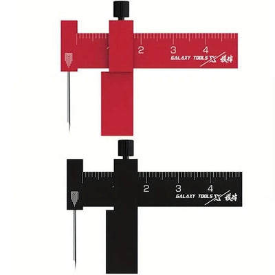 Isometric Parallel Marker Adjustable T-square Mini Carving Ruler Aluminum Alloy SKH-51 Steel Needle for Precision Model Marking Red/Black