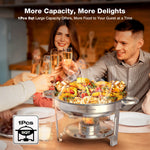 Warmounts 1/2/4/6 Pack Chafing Dish Buffet Set, 5QT Round Buffet Servers and Warmers Set, Stainless Steel Catering Food Warmer with Glass Lid & Holder for Party Home Garden Wedding