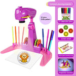 Children's Drawing Projector Toys Set with 32 Cartoon Slides and 12 Color Brushes for 3-6 Years Old Creative Painting Kit