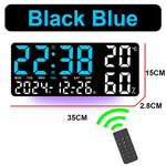 15 Inch Digital Wall Clock with Atmosphere Lights Remote Control Temp Humidity Display LED Table Clock Multifunctional Alarm Clock