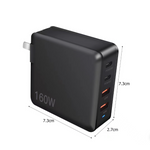 [GaN Tech] PD160W 4-Port USB PD Charger 2USB-A+2USB-C PD Fast Charging Wall Charger Adapter EU Plug US Plug for iPhone 16 16 Pro 15 14 13 Pro Max for Huawei Pura 80 Ultra for XIAOMI for SAMSUNG