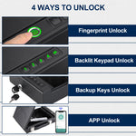 Smart Fingerprint Safe with Tuya App 29cm x 19cm x 6.3cm Iron Construction Alarm System Secure Storage Advanced Biometric Lock