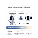 LinkMejor PB728 200W 90Wh 25000mAh Power Bank with Smart Screen Display Come with USB-C1/USB-C2 Cables External Battery Power Supply with 3 Inputs & 4 Outputs Support PD QC PPS UFCS SCP AFC Fast Charging for iPhone 17 17Pro 16 Pro Max 15 14 for Xiaomi 17pro