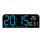 9 Inch Large Digital Wall Clock Temperature Date Week Timing Countdown Light-sensing Table Clock 2 Alarm 12/24H LED Alarm Clock