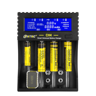 LinkMejor CH4 Battery Charger Li-ion Li-fe Ni-MH Ni-CD Smart Fast Charger for 18650 26650 6F22 9V AA AAA 16340 14500 Battery Charger
