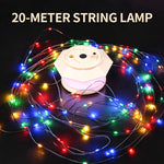 Bikight T-16A Outdoor Camping Atmosphere Light 20m LED String Lamp 1800mAh USB-C Rechargeable IPX4 Waterproof 7 Modes Tent Lantern for Camping Backpacking