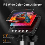 Digital Microscope 4.3inch Screen 50-1000X Magnification 2MP Resolution Long-Lasting 2000mAh Battery Ideal for Detailed Exploration and Research