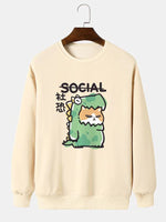 ChArmkpR Mens Cartoon Animal Graphic Crew Neck Daily Pullover Sweatshirts