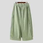 LinkMejor Men Trendy Layered Skirt Pants Loose Fit Casual Comfortable Wide Leg Trousers with Side Pockets Plus Size