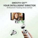 LinkMejor SMOOTH Q5 Ultra AI Tracking Smart Gimbal Wireless Remote Control Voice Commands Motion Sensing Gesture Control Built-in 215mm Extension Rod AI Mobile Gimbals
