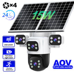 Guudgo 2MP+2MP+2MP+2MP Four Lens Solar Camera 5X Zoom 4G AOV Outdoor Security Camera 360 Degree Smart Night Vision Waterproof Camera