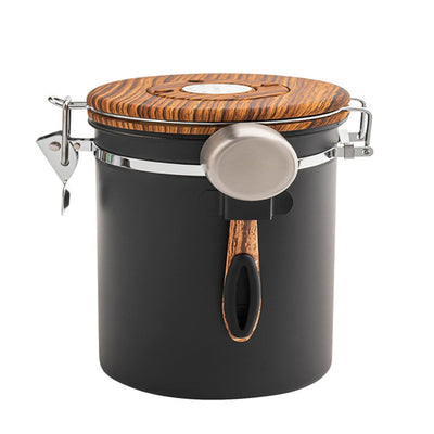 IPRee Coffee Bean Storage Canister Airtight Coffee Sealed Jar One Way Valve Includes Spoon Long-lasting Storage Container for Fresh Coffee Tea