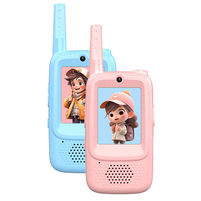 2Pcs 5W Power Kids Video Walkie Talkies 2 Way Radio Long Range 1500mAh Type-C Voice Change Visual Intercom Toys Ham Radio