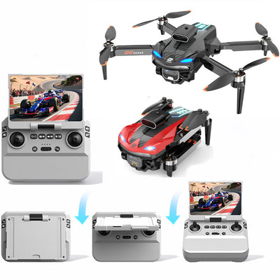 LinkMejor G8 WiFi FPV with 4.3inch Foldable Screen Controller HD Dual Camera Servo Gimbal 360° Obstacle Avoidance Optical Flow Hover Brushless 2.4G 4CH 6-Axis Remote Control Toys RC Drone Quadcopter RTF