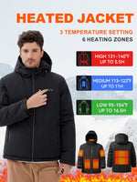 Auxo 6-Zone Men Heated Jacket for Men with 20000mAh Power Bank  - Waterproof Lightweight Warm Electric Heating Coat for Winter Outdoor