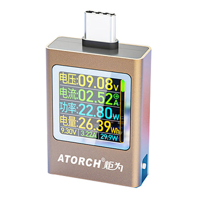 LinkMejor AT085C DC4.5-50V 0-12A 600W PD3.1 Digital Display Voltage Ammeter for Power Bank Meter Type-C Mobile Phone Charger TFT G-Sensor Tester