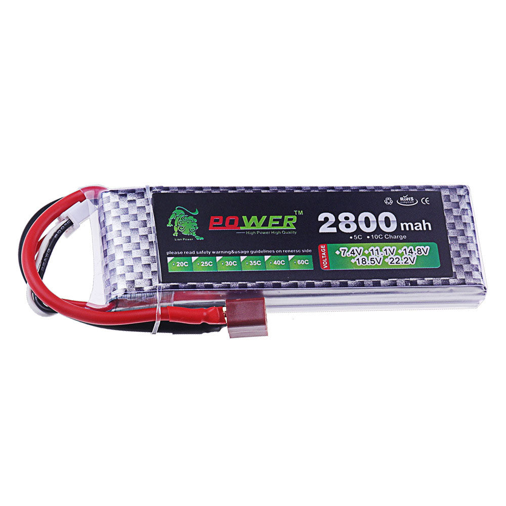 LinkMejor 7.4v 2800mAh 30C 2S LiPo Battery T Plug for RC Car
